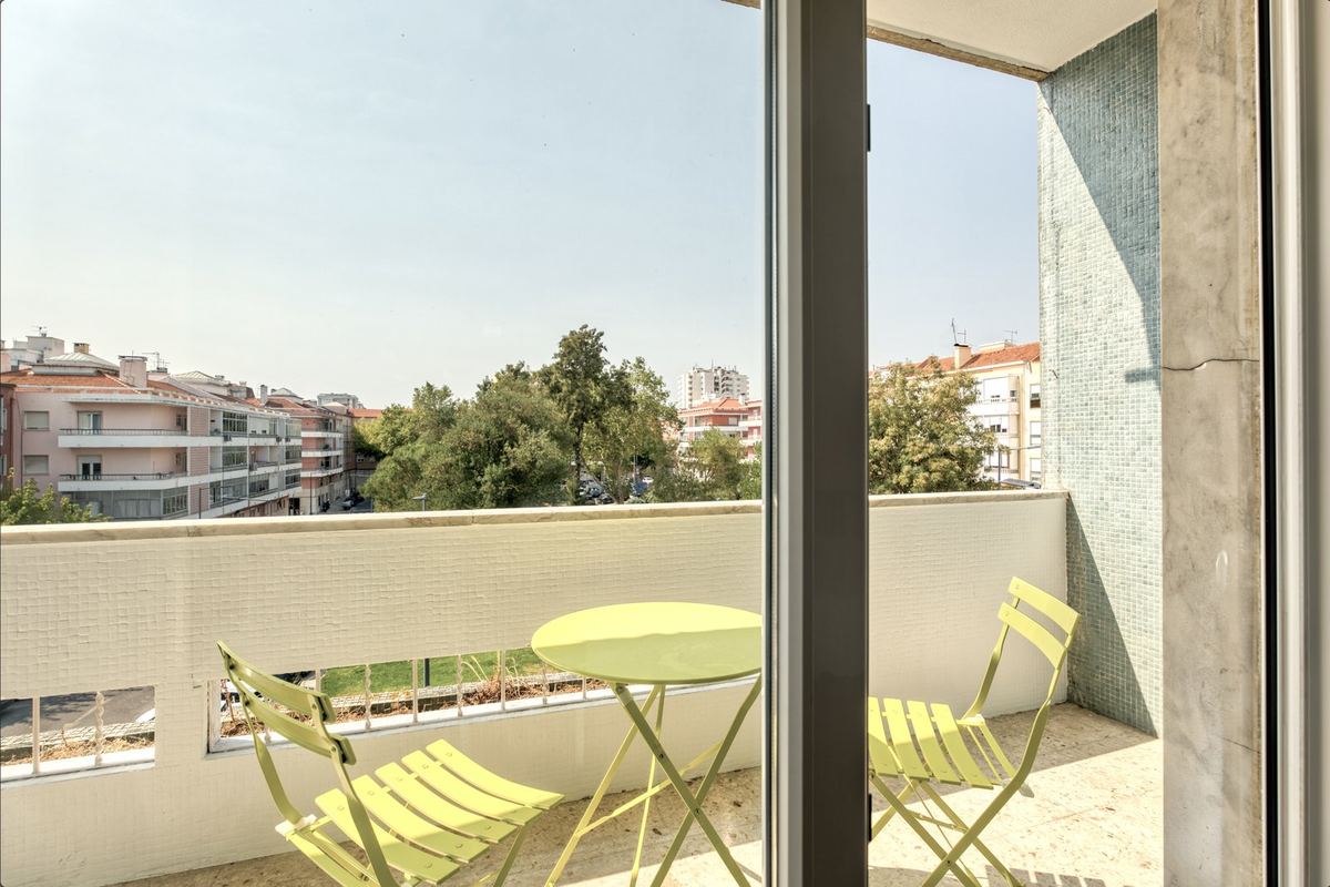 Balcony with a park view at one of our Lisbon flats