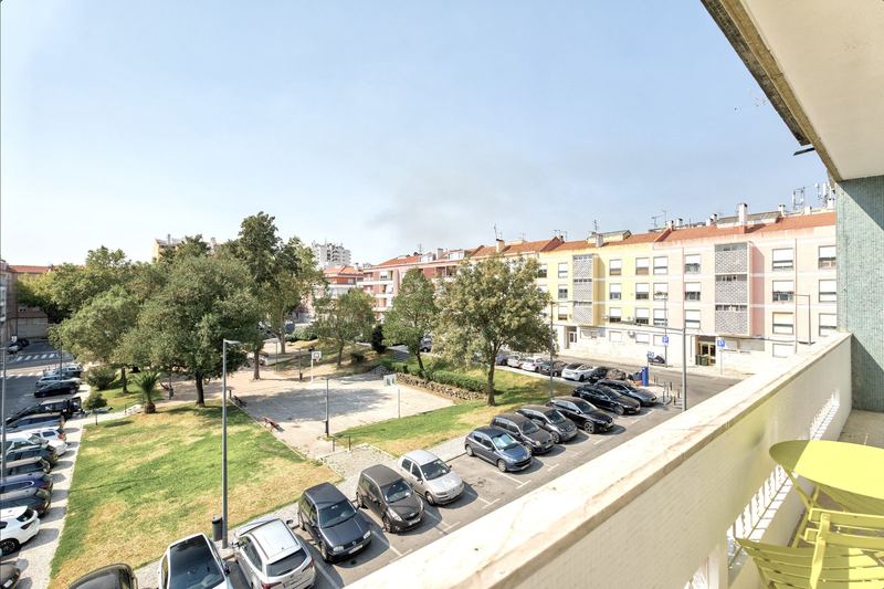 Balcony overlooking the park at one of our flats in São Domingos de Benfica