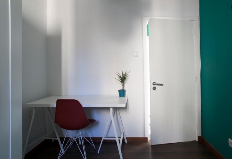 Light-Filled Double Room 5 with Desk & Terrace Access